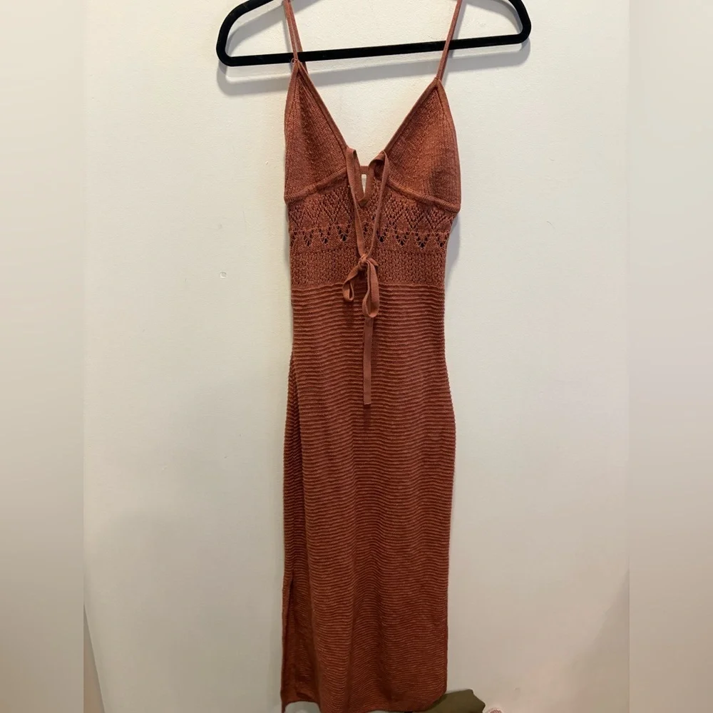Abercrombie and fitch chocolate brown knit maxi dress size Medium - Picture 2 of 4